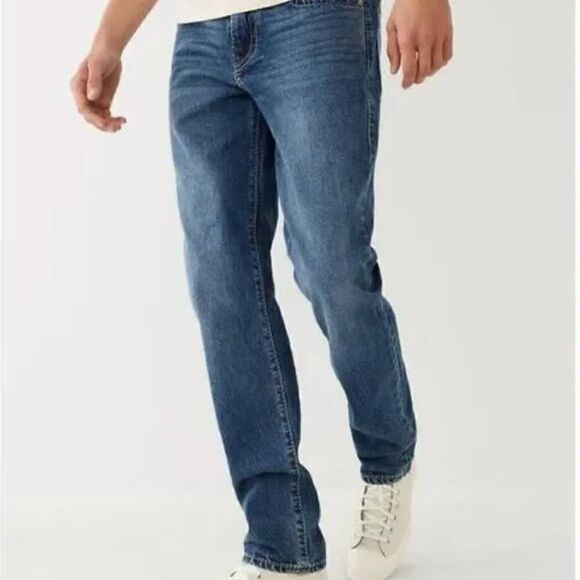 True Religion Genius Relaxed Slim Vintage Denim Jeans Big T No Flap. Brand New! - Picture 1 of 16